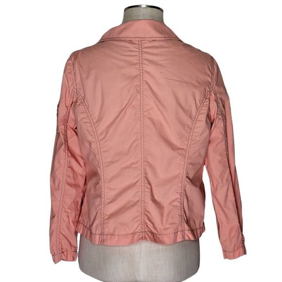 Chicos Lightweight Jacket  Size 1 M 8 Pockets Arm Buckle Strap Cotton - Picture 3 of 11